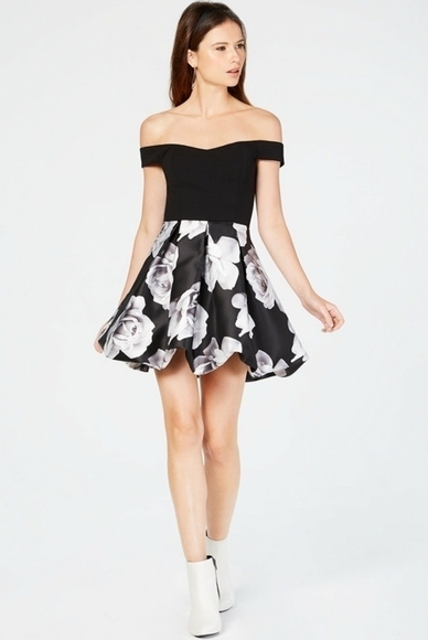 SPEECHLEES SIZE 3 JUNIORS BLACK FLORAL PROM PARTY DRESS MACYS - Picture 3 of 5